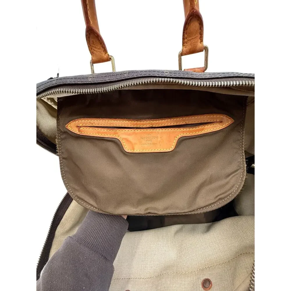 Louis Vuitton Monogram Canvas Evasion MM Travel Bag Brown Leather Weekend Duffel